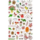 Sticker Kabartmalı Stiker Defter, Planlayıcı Etiket (LXK-014) - 22X14 cm - Bisiklet Renkli Kuşlar