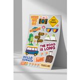 Sticker Market Tatil, Bavul, Seyahat, Traveling Sticker Seti, Düz Yüzeyler Için A4 Boyutu Çıkartma Etiket Seti