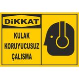 Sticker Master Kulak Koruyucusuz Çalışma Uyarı Levhası Sticker Etiket Oto Motor Pc Etiket