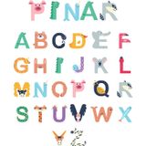 Sticker Master Sevimli Hayvanlı Harfler Dekoratif Bebek Çocuk Odası Duvar Etiket Sticker
