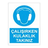 Sticker Masters Çalışırken Kulaklık Kullanın Uyarı Levhası Sticker