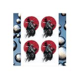 sticker Motosiklet Kask Araç Arka Cam Laptop Telefon Japon Samuray 4'lü Çıkartma