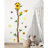 Sticker Sepetim Ağaç Dalı Boy Ölçer, Kuş Yuvası, Kuşlar, Kelebekler Çocuk Odası Dekoratif Duvar Dolap Sticker