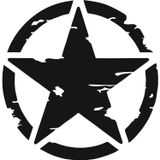 Sticker Usta 2 Adet Army Star, Askeri Yıldız Off Road Sticker Siyah 30x30 Cm