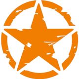 Sticker Usta 2 Adet Army Star, Askeri Yıldız Off Road Sticker Turuncu 10x10 Cm