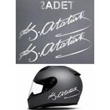Sticker Usta 2 Adet Atatürk Mustafa Kemal Atatürk Imza Araba Motosiklet Oto Karavan Sticker 00016 - 100x30 Cm - Krom