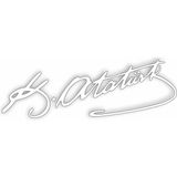 Sticker Usta 2 Adet Atatürk Mustafa Kemal Atatürk Imza Araba Motosiklet Oto Karavan Sticker 00016 - 60x18 Cm - Beyaz