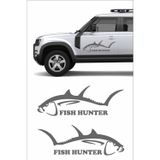 Sticker Usta 2 Adet Avcı Balıkcı Balık Fish Hunter Sticker - Araba - Oto - Motosiklet 01964 Gri 50x17 Cm