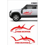 Sticker Usta 2 Adet Avcı Balıkcı Balık Fish Hunter Sticker - Araba - Oto - Motosiklet 01964 Kırmızı 100x35 Cm 70 x 24 cm