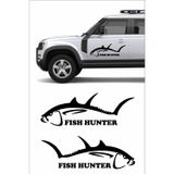 Sticker Usta 2 Adet Avcı Balıkcı Balık Fish Hunter Sticker - Araba - Oto - Motosiklet 01964 Siyah 60x21 Cm 80 x 28 cm