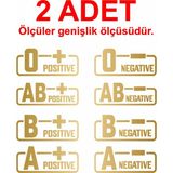 Sticker Usta 2 Adet Kan Grubu Sticker - Araba Oto Motosiklet Karavan Cam Araç Sticker - 00220 - Altın - 15 Cm
