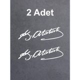 Sticker Usta 2 Adet Mustafa Kemal Atatürk Imza 00016-1 Beyaz 25X7,5 CM 40 x 12 cm stickerusta7a5ab26a-f6a-40x12