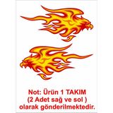 Sticker Usta Alev Ateş Kartal Araba Oto Motosiklet Sticker 00434 - 10x5 Cm - Renkli
