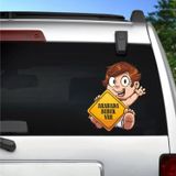 Sticker Usta Arabada Bebek Var - Araba Oto Araç Pickup Sticker - 00299 Renkli 20x17 Cm