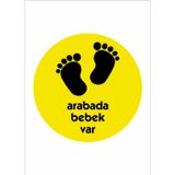Sticker Usta Arabada Bebek Var - Araba - Oto - Araç - Sticker 00001 Renkli 12x12 Cm