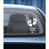 Sticker Usta Arabada Bebek Var - Araba - Oto - Motosiklet 02502 Beyaz 25x 17 Cm 60 x 41 cmDizayne5d397b2-f8e-60x41