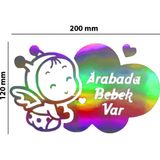 Sticker Usta Arabada Bebek Var Hologram – Işık Vurunca Renk Değiştirir – Araç, Cam,düz ve Prüzsüz Yüzeyler Çok Renkli 80 x 48 cm 9504000005144-80x48