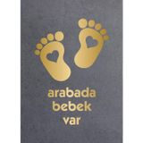 Sticker Usta Arabada Bebek Var Oto Araba Sticker 02502 Altın 30x21 Cm