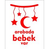 Sticker Usta Arabada Bebek Var Sticker 00885 Kırmızı 25 x 17,5 cm