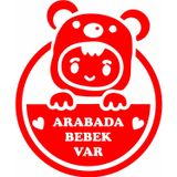Sticker Usta Arabada Bebek Var Sticker Araba 00198 Kırmızı 20x16 Cm 45 x 36 cm stickerusta6788b3a3-d01-45x36