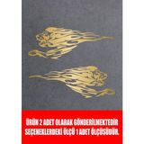 Sticker Usta Aslan Sticker (2 Adet ) - Araba Oto Motosiklet Karavan Cam Sticker - 00109 - Altın - 20x7 Cm