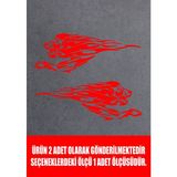 Sticker Usta Aslan Sticker (2 Adet ) - Araba Oto Motosiklet Karavan Cam Sticker - 00109 - Kırmızı - 20x7 Cm