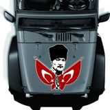Sticker Usta Atatürk - Çift Bayraklı Atatürk - Mustafa Kemal Atatürk Sticker - 00139 Renkli 12x11 Cm 40 x 37 cm StickerDizayn4f28f656-e17-40x37