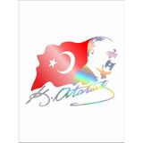 Sticker Usta Atatürk Hologram Janjan Sticker Mustafa Kemal Atatürk Gazi Başbuğ ve Türk Bayrağı Araba Oto Motosiklet Sticker 00388 - 80x61 Cm