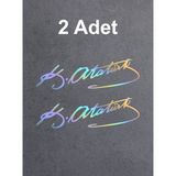 Sticker Usta Atatürk Imza Sticker - (2 Adet )Mustafa Kemal Atatürk Imza Araba Oto Motosiklet Karavan Sticker 00016 - Çok Renkli - 10X3 CM