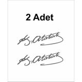 Sticker Usta Atatürk Imza Sticker - (2 Adet )Mustafa Kemal Atatürk Imza Araba Oto Motosiklet Karavan Sticker 00016 - Gri - 25X7,5 CM