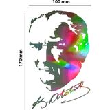 Sticker Usta Atatürk Model Hologram – Işık Vurunca Renk Değiştirir – Modifiye Dekarasyon Araç,kask Uyumlu,düz ve Prüszsüz Yüzeyler Için (Meristeed Gri 18 x 30 cm