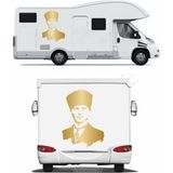 Sticker Usta Atatürk Mustafa Kemal Atatürk Araba Oto Motosiklet Karavan Sticker 00008 - 12x9 Cm - Altın