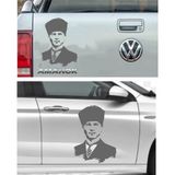 Sticker Usta Atatürk Mustafa Kemal Atatürk Araba Oto Motosiklet Karavan Sticker 00008 - 12x9 Cm - Gri