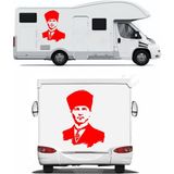 Sticker Usta Atatürk Mustafa Kemal Atatürk Araba Oto Motosiklet Karavan Sticker 00008 - 12x9 Cm - Kırmızı