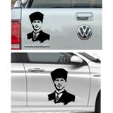 Sticker Usta Atatürk Mustafa Kemal Atatürk Araba Oto Motosiklet Karavan Sticker 00008 - 60x45 Cm - Siyah
