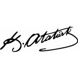 Sticker Usta Atatürk Mustafa Kemal Atatürk Imza Araba Motosiklet Oto Karavan Sticker - 40x12 Cm - Siyah