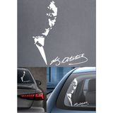 Sticker Usta Atatürk Mustafa Kemal ve Imza Sticker Araba Oto Motosiklet Karavan Sticker Etiket 00627 - 30x23 Cm - Beyaz