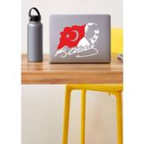 Sticker Usta Atatürk Sticker Mustafa Kemal Atatürk Gazi Başbuğ ve Türk Bayrağı 00388 Beyaz 40x30 Cm