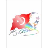 Sticker Usta Atatürk Sticker Mustafa Kemal Atatürk Gazi Başbuğ ve Türk Bayrağı 00388 Hologram 40x30 Cm 100 x 75 cm
