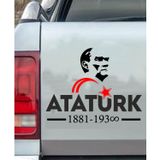Sticker Usta Atatürk ve Ay Yıldız Sticker, Atatürk Yazısı, 00621 Siyah 50x39 Cm 45 x 35 cm StickerDizayn486c737e-d77-45x35