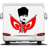 Sticker Usta Atatürk ve Türk Bayrağı Sticker 00139 - 12x11 Cm - Renkli