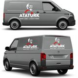 Sticker Usta Atatürk Yazı ve Silüet Ay Yıldız Sticker Etiket Araba Oto Motosiklet Karavan Sticker 00621 - 50x39 Cm - Beyaz