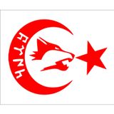 Sticker Usta Ay Yıldız Kurt Türk Bayrağı Sticker 00978 Kırmızı 15 x 11,5 cm