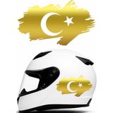Sticker Usta Ay Yıldız Türk Bayrağı Sticker Türk Sticker Oto Araba Kask Motosiklet Kaput Etiket Çıkartma Sticker 00341 - Altın - 12x7 Cm