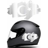 Sticker Usta Ay Yıldız Türk Bayrağı Türkiye Sticker Oto Araba Motosiklet Kask Kaput Çıkartma Etiket Sticker 00341 - Krom - 80x47 Cm