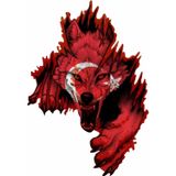 Sticker Usta Ay Yıldız ve Kurt - Bozkurt - Börü - Gökbörü - 02512 Renkli 40x27 Cm