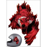 Sticker Usta Ay Yıldız ve Kurt - Bozkurt - Börü - Gökbörü -Araba Oto Motosiklet Karavan Sticker 02512 - Renkli - 30x20 Cm