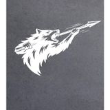 Sticker Usta Börü Kurt Gökbörü Mızrak Atan Savaşçı Mızrak Sticker - 00314 Beyaz 40X25 CM