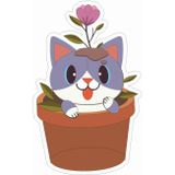 Sticker Usta Cat - Kedi - Flower - Çiçek Sticker - 17242 Renkli 8 x 5 cm