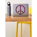 Sticker Usta Çiçek Desenli Peace Barış Işareti Sticker 00186 Renkli 50x50 Cm 70 x 70 cm
